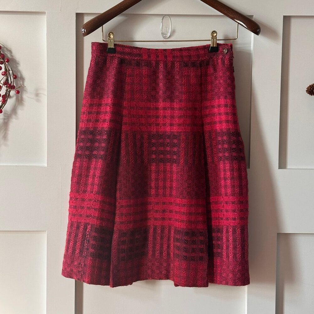 ✨ Vintage Jaeger London Wool Mohair Alpaca Plaid Skirt – Made in UK – Size 8